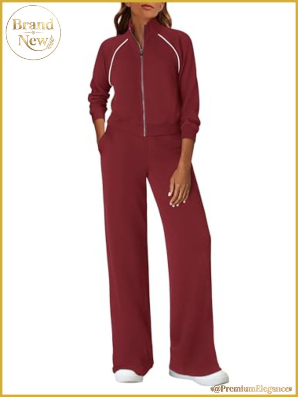 Women's 2 Piece Sweatsuit Set Zip Sweatshirt Wide Leg Lounge Set